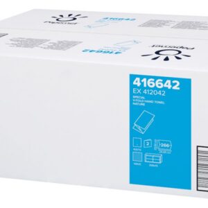 Lehtpaberrätik PAPERNET V-fold, 2-kih, 23x24,5cm, 266l, naturaalne