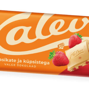 Valge šokolaad KALEV maasika ja küpsisega 100g