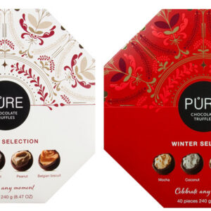 PURE Sokolaaditrühvlite ja piimashokolaadi assortii Winter octagon 240g