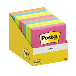 Märkmepaberid Post-it®, 76 x 76 mm, 100 lehte, erinevad värvid