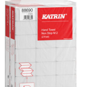 Lehtkäterätik KATRIN M2 Non Stop, valge,  20,3 x 25,5 cm, 2-kihiline, 140 tk, hulgipakend, 21tk/pakk