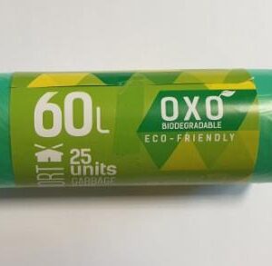 Prügikotid BIO 60 L, SORTEX, HDPE, 13mic, 25tk roheline