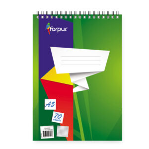 Märkmeplokk spiraalköites Forpus kaanega A5 70lehte ruuduline