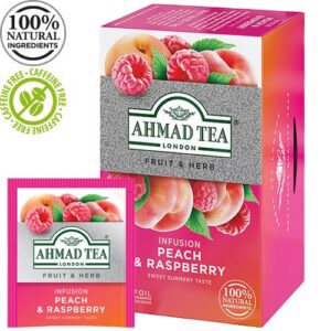 Tee AHMAD Peach & Raspberry, puuvilja ja taimetee segu, 20 tk