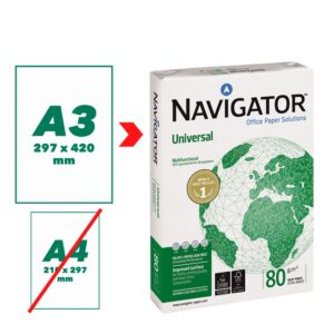 Koopiapaber Navigator Universal A3 80g/m2, 500 lehte 3Re