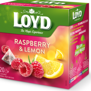 Taime- ja puuviljatee LOYD vaarika- ja sidrunimaitseline 20 x 2g