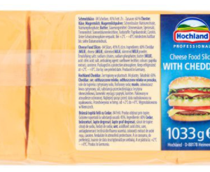 Cheddar juustu viilud, HOCHLAND, 45%, 1033g (84 viilud)