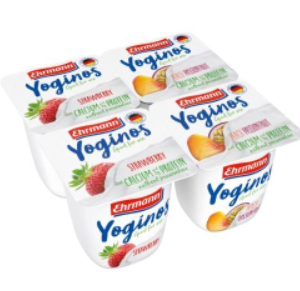 Jogurt EHRMANN Yoginos maasikas-virsik-passion, 4x100g