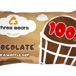 Jäätis THREE BEARS "Choco-late", vahvlitopsis, 100g/150ml