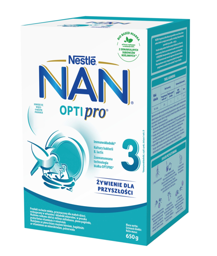 NAN OPTIPRO 3 piimal põhinev jätkupiimasegu alates 1. eluaastast, 650g