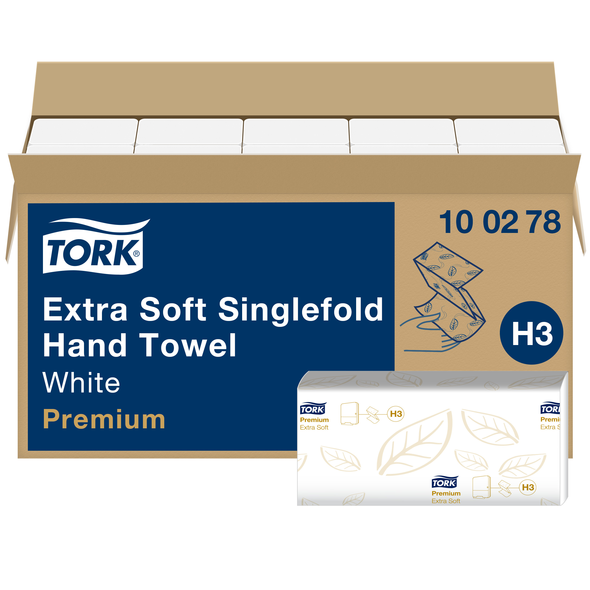 Lehtpaberrätikud Tork EXTRA SOFT SINGLEFOLD H3, 23x22,6cm,  2-kih, 200 lehte, valge  100278