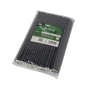 PAPSTAR, Joogikõrred, paberist,painduv, mustad D 6 mm x 22 cm, 100 tk
