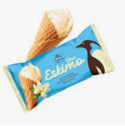 Vanillimaitseline koorejäätis ONU ESKIMO, vahvlikoonuses 165ml/80g