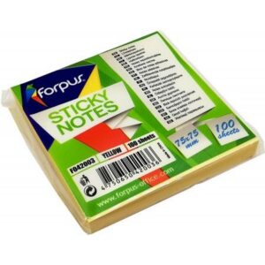 Märkmepaber Forpus liimribaga 75x75 mm, kollane, 100 lehte