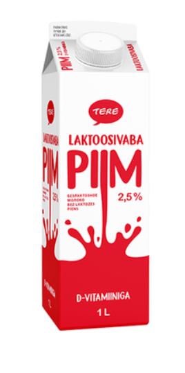 Piim TERE D-vitamiiniga laktoosivaba 2,5 % 1L pure