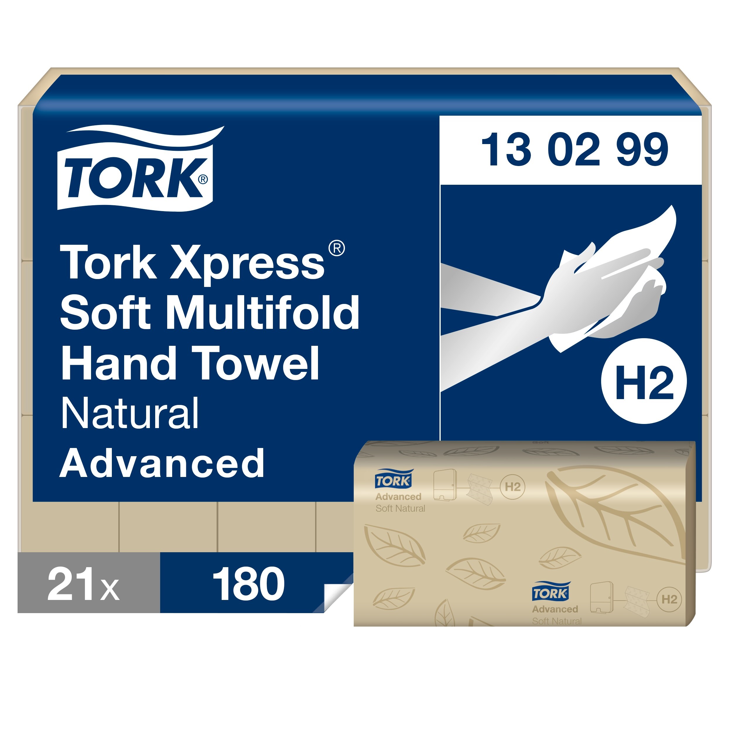 Lehtpaberrätik TORK Xpress® Soft Multifold, loodusvalge, Advanced 130299, 180 lehte
