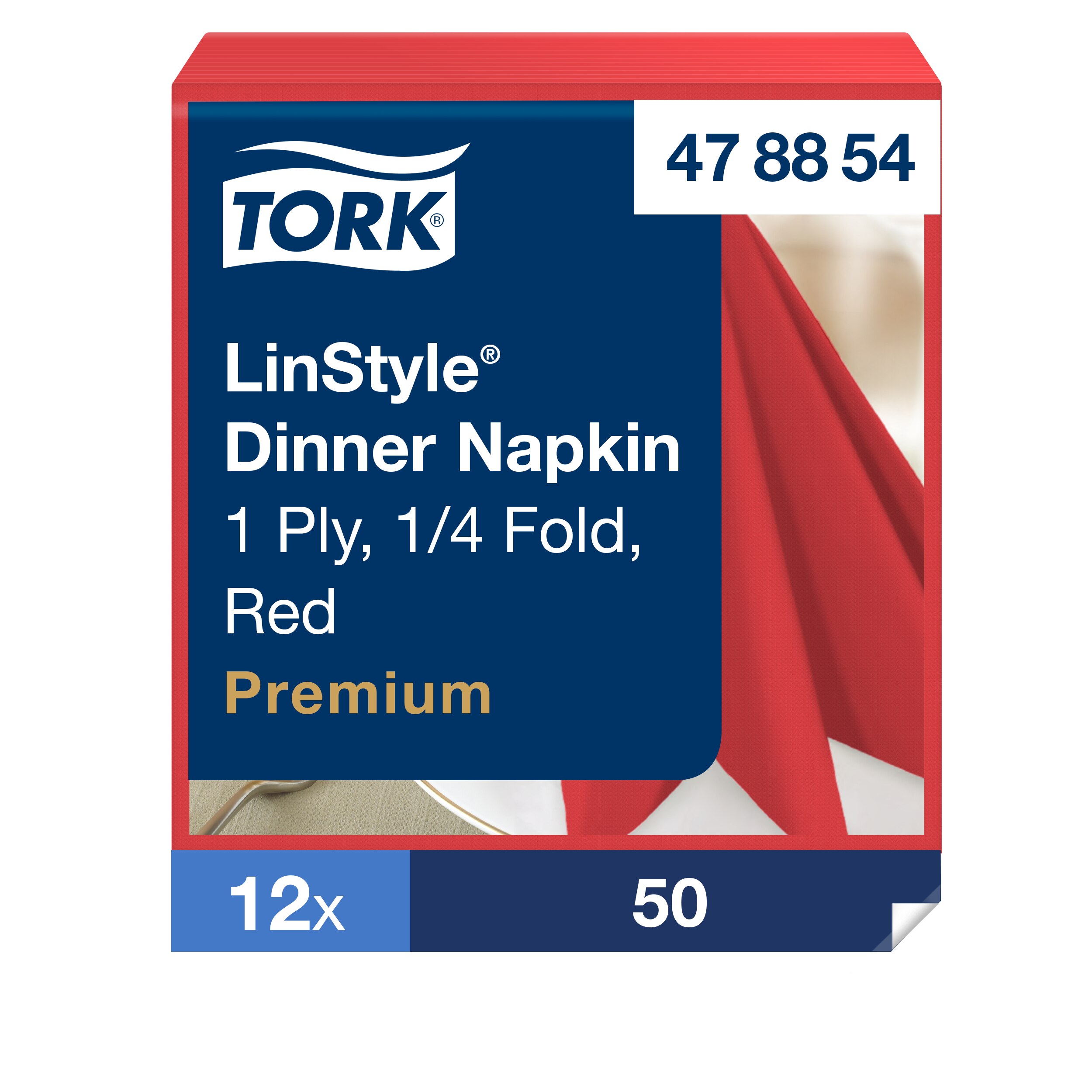 Õhtusöögisalvrätikud Tork LinStyle 4F punane, 39 x 39 cm, 50 tk. 478854