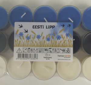 Teeküünal HANSA CANDLE ''Eesti lipp'', 4h, 15tk/pk