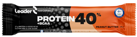 Proteiinibatoon 40% LEADER Protein+BCAA, maapähklikreem 68g