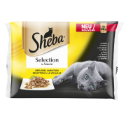 Kassitoit SHEBA 4-pakk linnulihavalik kastmes, 4 x 85 g