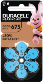 Patareid kuuldeaparaadile DURACELL 675 PR44, 6 tk