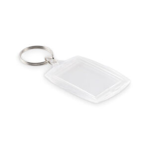 Klassikaline akrüülist võtmehoidja paberist sisuga. Sisemõõdud – 4,1 × 2,7 cm.