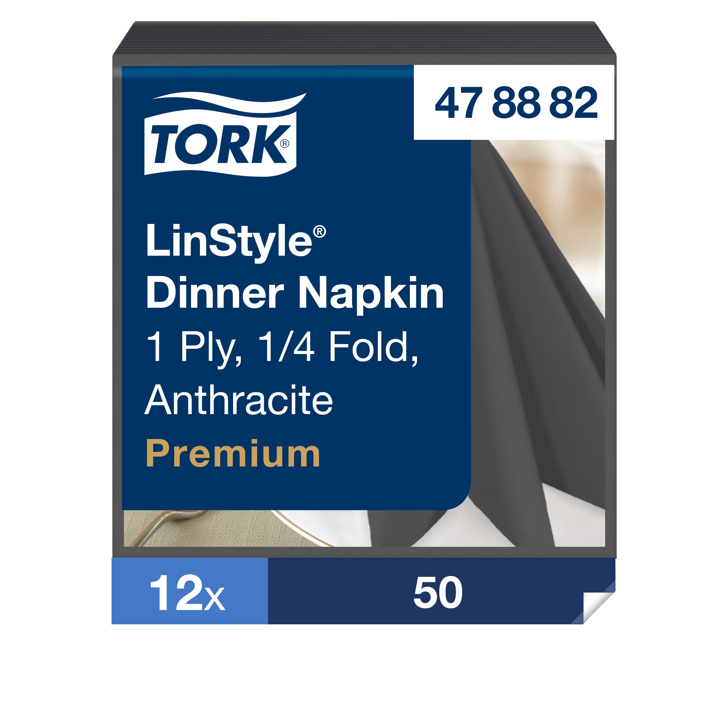 Õhtusöögisalvrätikud Tork LinStyle  tumehall , 4F.39x39cm, 50tk 478882