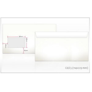 Ümbrikud Postac E65 RH 114x229mm, valge, 1000tk, aken 45x90