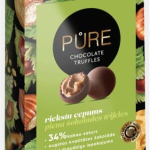 PURE piimašokolaadi trühvlid sarapuupähkli- ja krõbeküpsiste kreemi täidisega, 148g