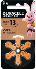 Patareid kuuldeaparaadile DURACELL 13 PR48, 6 tk