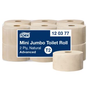 Tualettpaber TORK ADVANCED MINI JUMBO T2,120377, 2 kihti, 9,4 cm x 170 m, naturaalne sp.