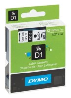 Markeerimislint Dymo D1, 12mm x 7m must/valgel