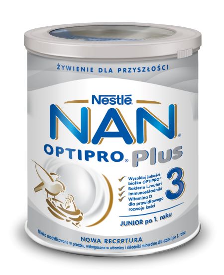 NAN OPTIPRO Plus 3 piimal põhinev jätkupiimasegu alates 1. eluaastast, 800g, purgis