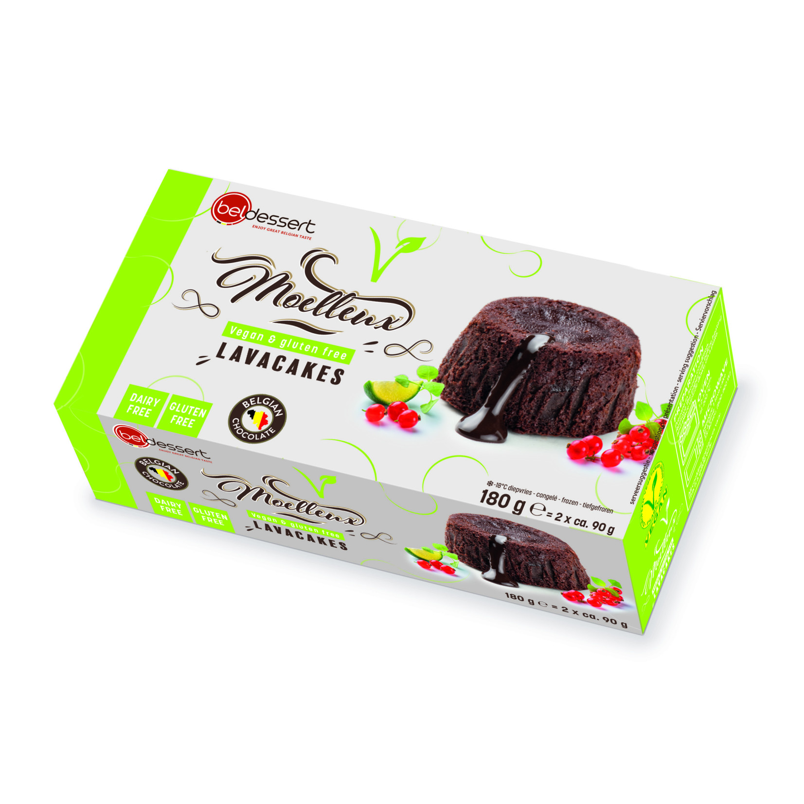 Külmutatud šokolaadikook BELDESSERT Laavakook, vegan, 2 x 90 g