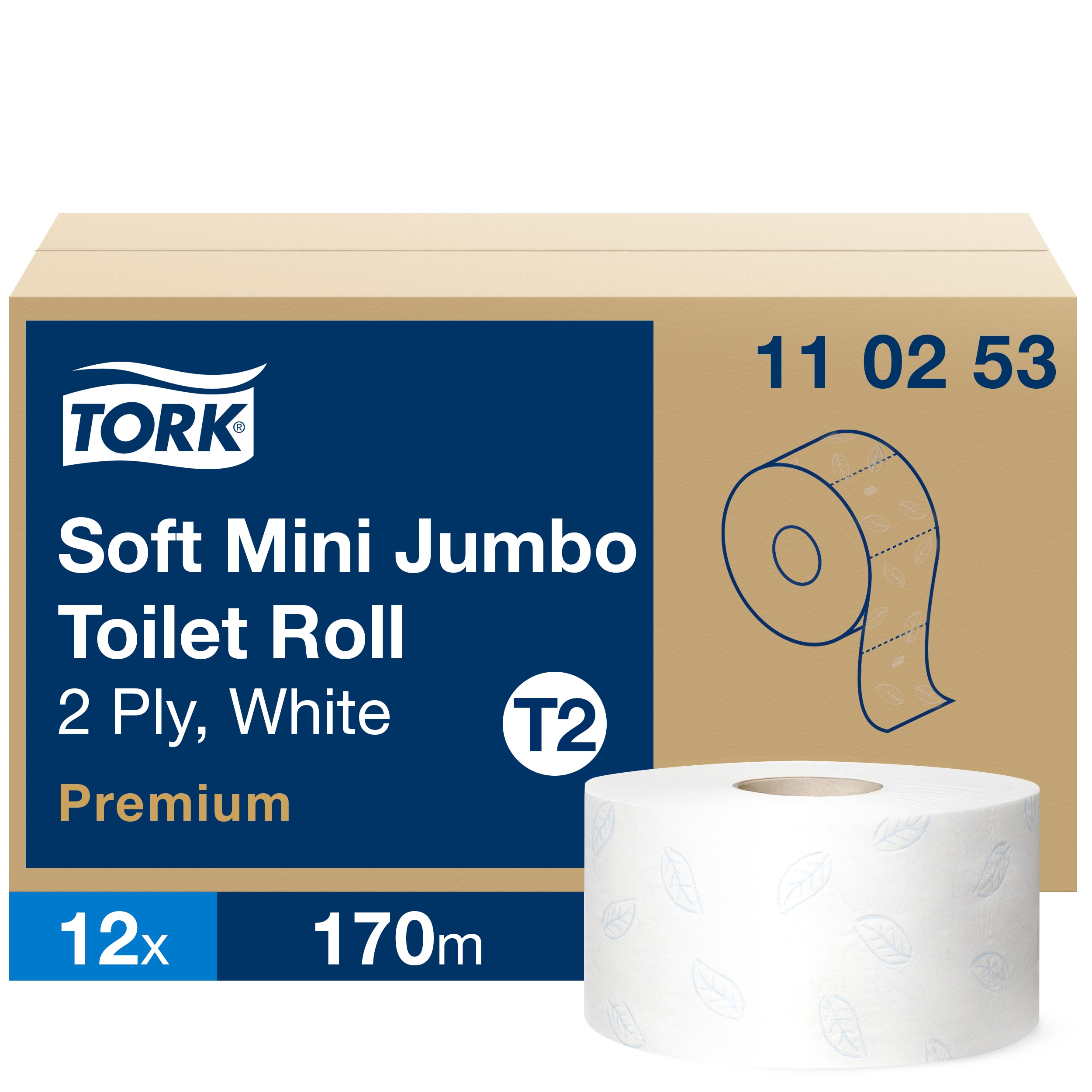 Tualettpaber Tork Soft Mini Jumbo T2, 170mx9,7cm, 2-kih, valge 110253