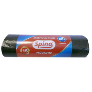 Prügikotid SPINO 60L, 15tk, 12mic HDPE, 64x84cm, must