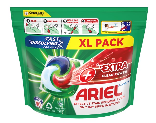 Geelkapslid Ariel Extra Clean 40tk