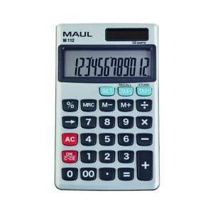 Kalkulaator MAUL M112, 12-kohaline ekraan, mõõdud 11,9x7,0x1,0 cm