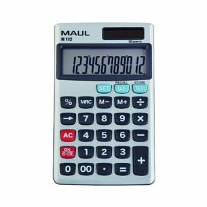 Kalkulaator MAUL M112, 12-kohaline ekraan, mõõdud 11,9x7,0x1,0 cm