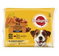 Koeraeine PEDIGREE 4-pakk looma- ja küülikulihaga/kalkuniliha ja porganditega kastmes, 4x100g