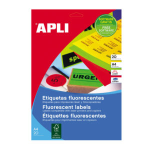 Etiketid Apli iseliimuvad neoon 99,1 x 67,7mm 20l/pk kollane