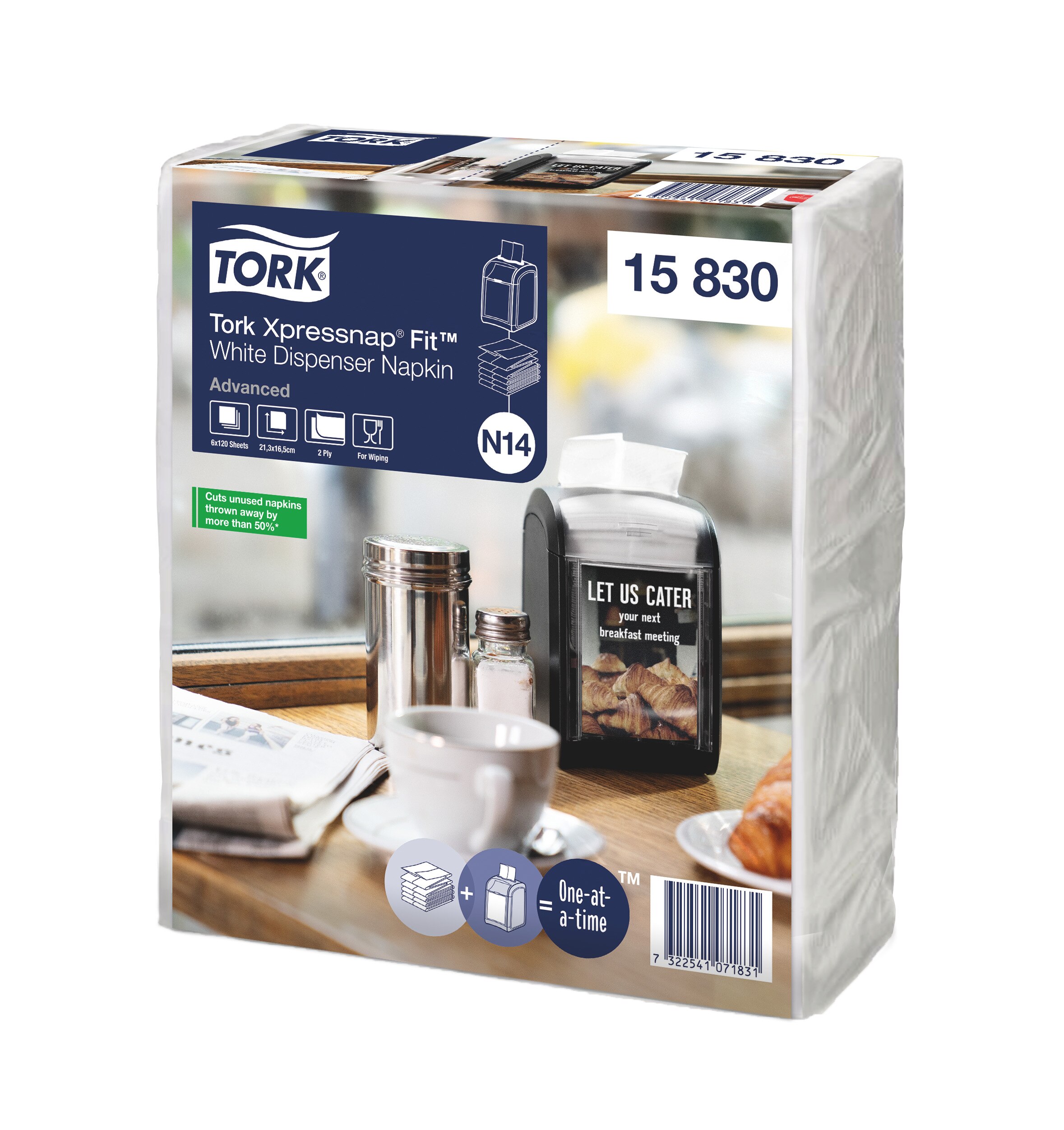 Salvrätik Tork Xpressnap® Fit™ N14, jaoturile, valge,  720tk 15830
