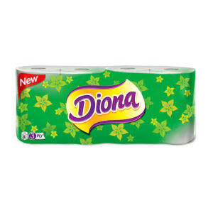 Tualettpaber Gruine Diona, 3-kihiline, 140 lehte rullis, valge, 8 rulli pakis