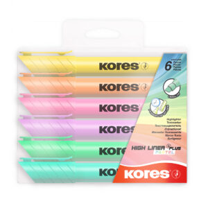 Tekstimarker Kores High Liner Plus, 6 pastelset värvi