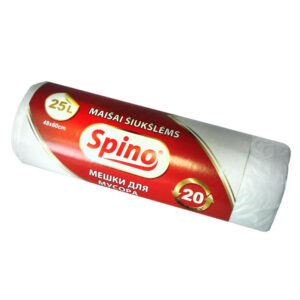 Prügikotid SPINO 25L, 20tk, 9mic HDPE, 48x60cm, valge
