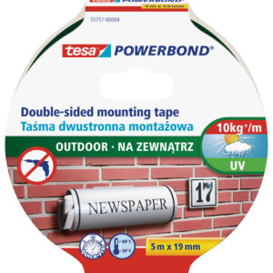 Kinnitusteip kahepoolne Tesa, 5m x 19mm, ilmastikukindel