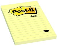 Suureformaadilised märkmepaberid  Post-it 102x152mm jooneline kollane