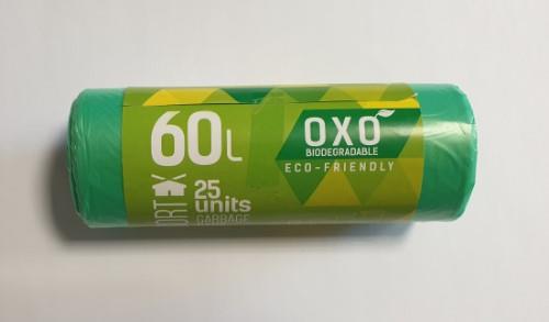Prügikotid BIO 60 L, SORTEX, HDPE, 13mic, 25tk roheline