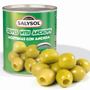 Rohelised oliivid SALYSOL, anšoovisega, 120g/50g