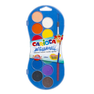 Vesivärvid (akvarellid) CARIOCA, 12-värvi, läbimõõt 30 mm